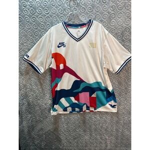 Nike SB Parra USA Basketball Jersey Mens Medium White‎ Dri-Fit Graphic V-Neck